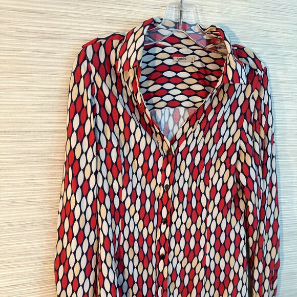Foxfire Geometric Print Button-Down Blouse - Size 2 - Picture 2 of 2